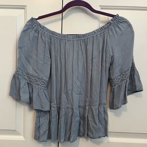 Size Small L.A. Hearts Light Blue Off the Shoulder Top